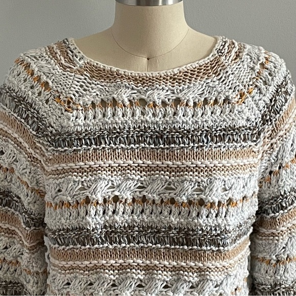 Lou & Grey Chunky Boho Loose Knit Pullover Sweater- Multicolored- Size Small - Picture 3 of 7